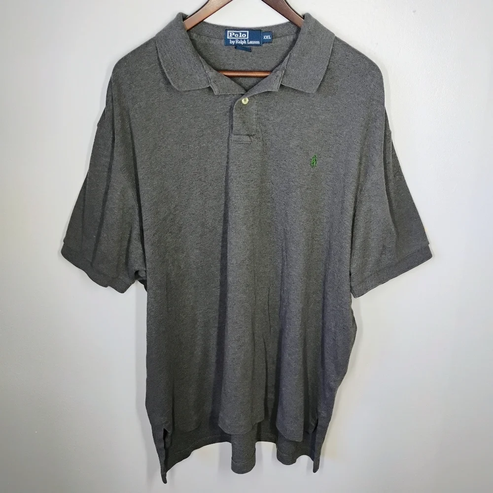Polo Ralph Lauren Gray Short Sleeve Polo Shirt Embroidered Pony Logo Mens XXL